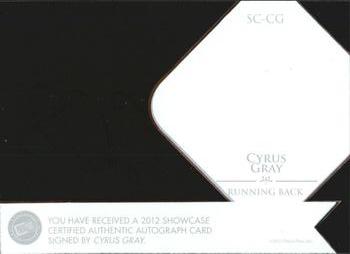 2012 Press Pass Showcase #SC-CG Cyrus Gray Back
