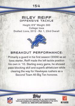 2012 Bowman #154 Riley Reiff Back