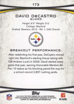 2012 Bowman #173 David DeCastro Back