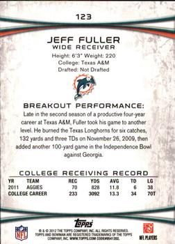 2012 Bowman #123 Jeff Fuller Back