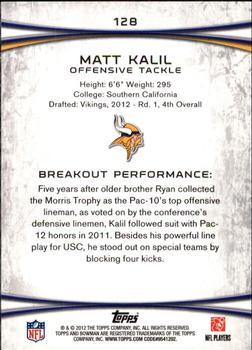 2012 Bowman #128 Matt Kalil Back