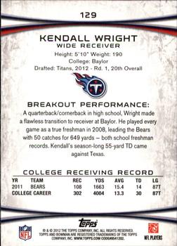 2012 Bowman #129 Kendall Wright Back