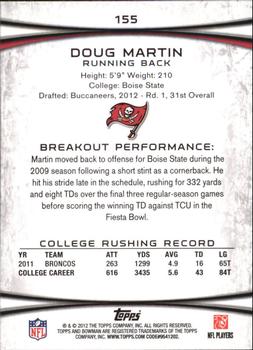 2012 Bowman #155 Doug Martin Back