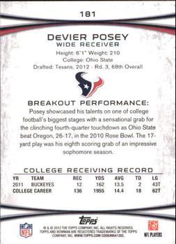 2012 Bowman #181 DeVier Posey Back