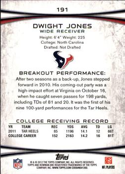 2012 Bowman #191 Dwight Jones Back