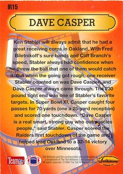 1994 Ted Williams Roger Staubach's NFL - Instant Replays #IR15 Dave Casper Back