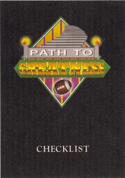 1994 Ted Williams Roger Staubach's NFL - Path to Greatness #PG9 Checklist Card Front