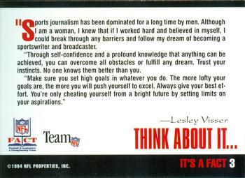 1994 NFL Properties FACT #3 Lesley Visser Back