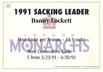 1992 Ultimate WLAF #29 Danny Lockett Back