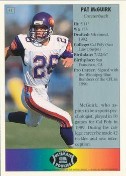 1992 Ultimate WLAF #41 Pat McGuirk Back
