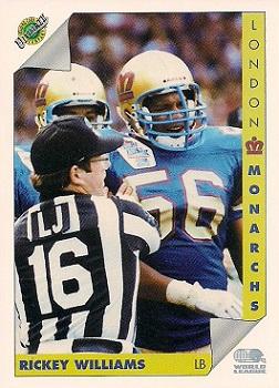 1992 Ultimate WLAF #70 Rickey Williams Front
