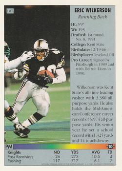 1992 Ultimate WLAF #107 Eric Wilkerson Back