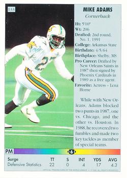 1992 Ultimate WLAF #133 Mike Adams Back