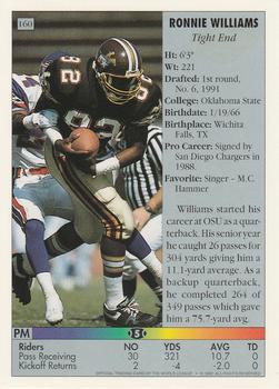 1992 Ultimate WLAF #160 Ronnie Williams Back