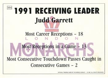 1992 Ultimate WLAF #164 Judd Garrett Back