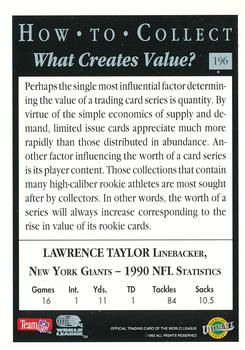 1992 Ultimate WLAF #196 What Creates Value? Back