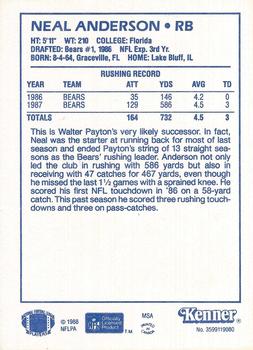 1988 Kenner Starting Lineup Cards #3599119080 Neal Anderson Back