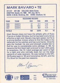 1988 Kenner Starting Lineup Cards #3599115030 Mark Bavaro Back