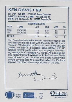 1988 Kenner Starting Lineup Cards #3599120020 Ken Davis Back