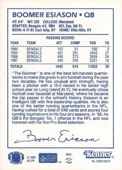 1988 Kenner Starting Lineup Cards #3599106010 Boomer Esiason Back