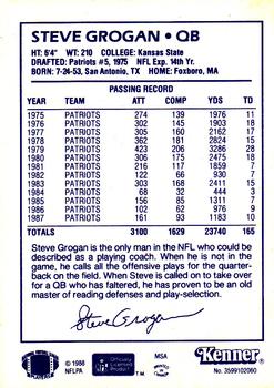 1988 Kenner Starting Lineup Cards #3599102060 Steve Grogan Back