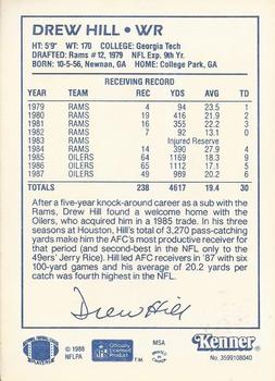1988 Kenner Starting Lineup Cards #3599108040 Drew Hill Back