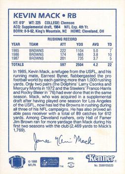 1988 Kenner Starting Lineup Cards #3599105020 Kevin Mack Back