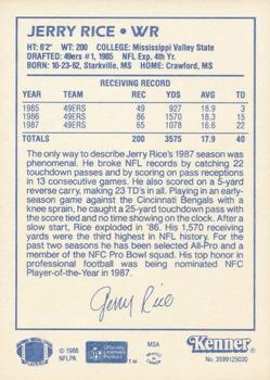 1988 Kenner Starting Lineup Cards #3599125030 Jerry Rice Back