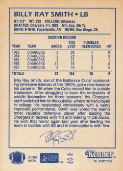 1988 Kenner Starting Lineup Cards #3599112040 Billy Ray Smith, Jr. Back