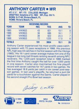 1989 Kenner Starting Lineup Cards #3992993030 Anthony Carter Back