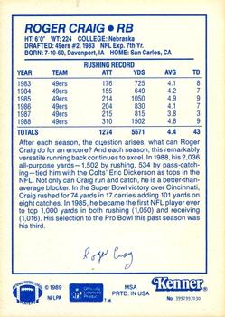1989 Kenner Starting Lineup Cards #3992997030 Roger Craig Back