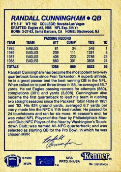 1989 Kenner Starting Lineup Cards #3992989030 Randall Cunningham Back