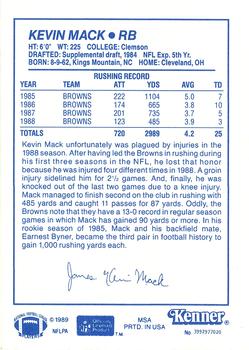 1989 Kenner Starting Lineup Cards #3992977020 Kevin Mack Back