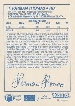 1989 Kenner Starting Lineup Cards #3992976080 Thurman Thomas Back
