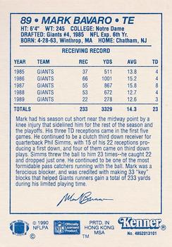 1990 Kenner Starting Lineup Cards #4852013101 Mark Bavaro Back