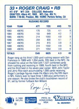 1990 Kenner Starting Lineup Cards #4852020031 Roger Craig Back