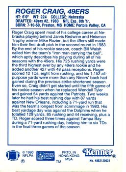 1990 Kenner Starting Lineup Cards #4852120031 Roger Craig Back