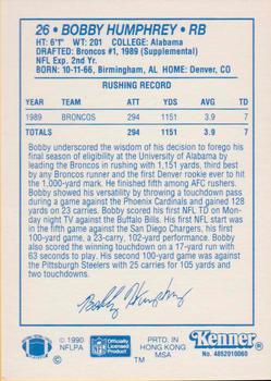 1990 Kenner Starting Lineup Cards #4852010060 Bobby Humphrey Back