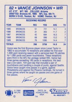1990 Kenner Starting Lineup Cards #4852010071 Vance Johnson Back