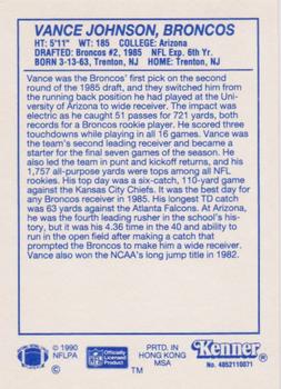 1990 Kenner Starting Lineup Cards #4852110071 Vance Johnson Back