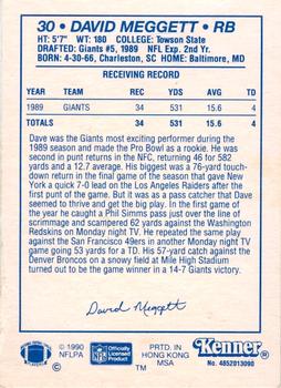 1990 Kenner Starting Lineup Cards #4852013090 Dave Meggett Back