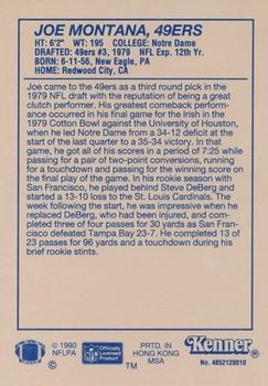 1990 Kenner Starting Lineup Cards #4852120010 Joe Montana Back