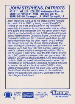 1990 Kenner Starting Lineup Cards #4852103031 John Stephens Back
