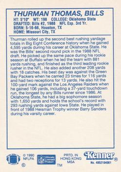 1990 Kenner Starting Lineup Cards #4852104061 Thurman Thomas Back