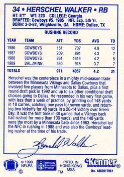 1990 Kenner Starting Lineup Cards #4852017061 Herschel Walker Back