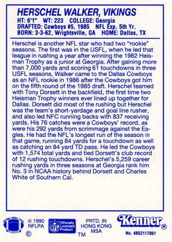 1990 Kenner Starting Lineup Cards #4852117061 Herschel Walker Back