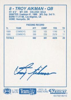 1991 Kenner Starting Lineup Cards #6070018010 Troy Aikman Back