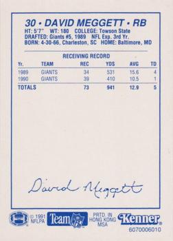 1991 Kenner Starting Lineup Cards #6070006010 David Meggett Back