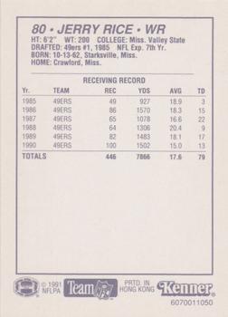 1991 Kenner Starting Lineup Cards #6070011050 Jerry Rice Back