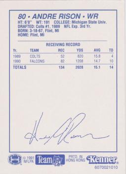 1991 Kenner Starting Lineup Cards #6070021010 Andre Rison Back